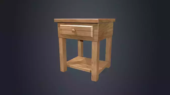 Beech Wood Bedside Table - Bedroom Furniture - Wooden Furniture  Low-poly 3D model