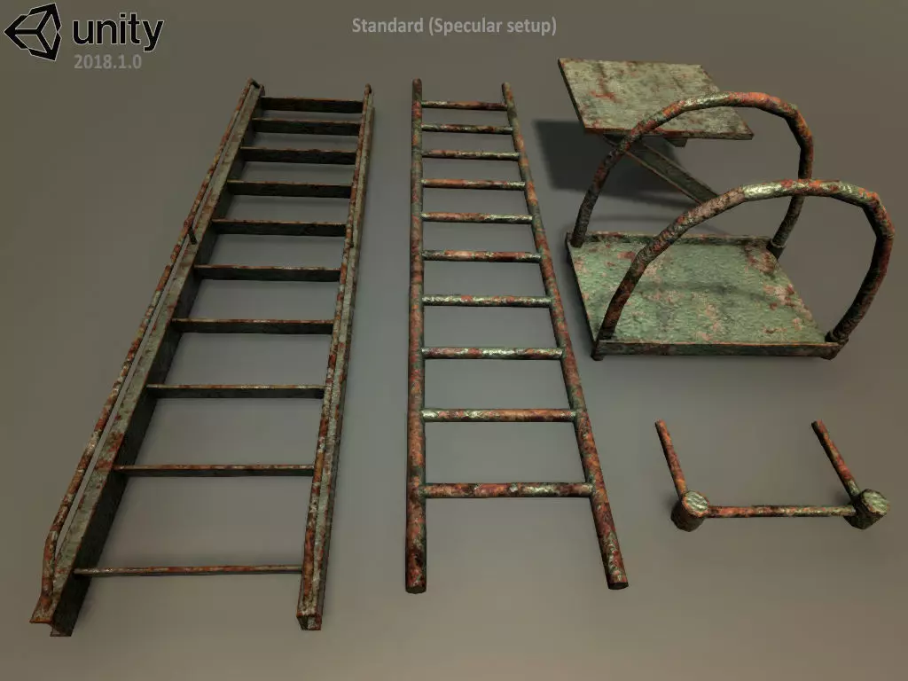 Rust ladders set Free low-poly 3D model
