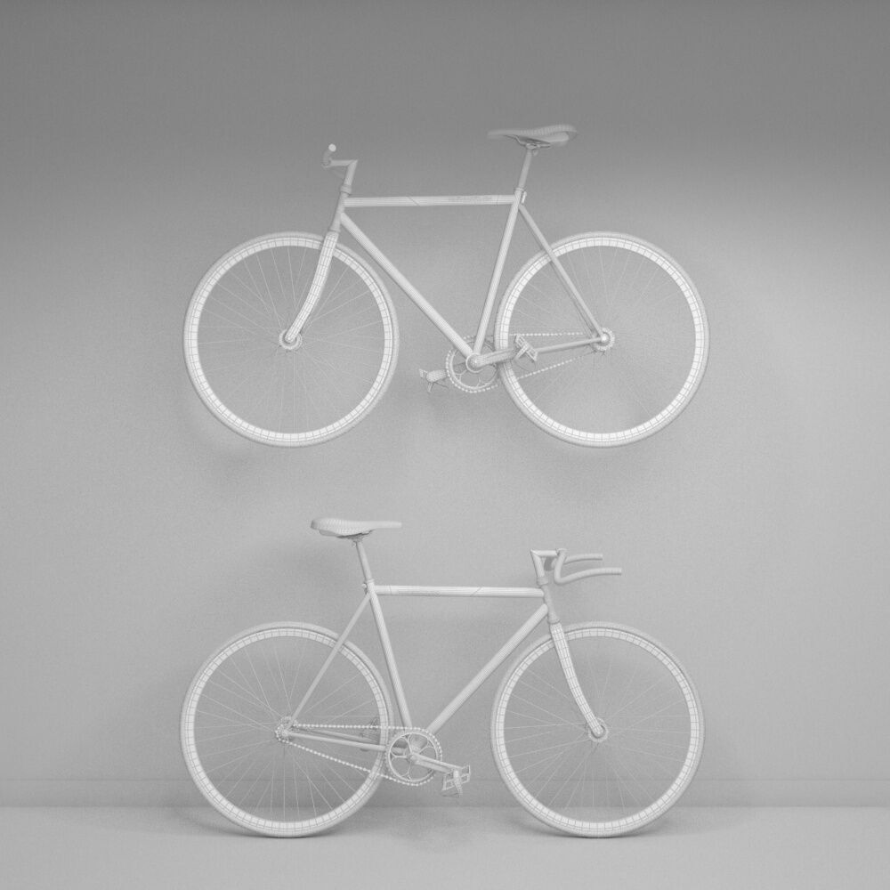 Fixie Bikes - Vintage Bikes Low-poly 3D model_5