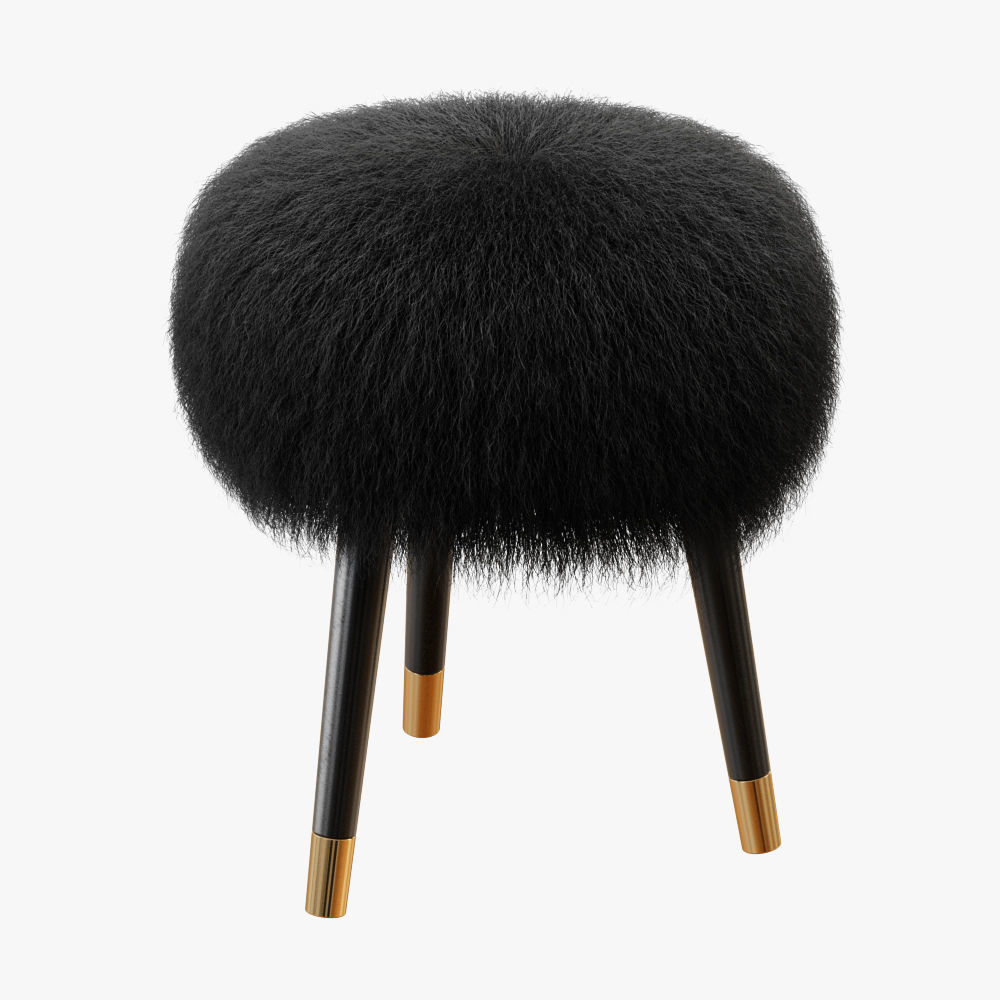 Mongolian Lamb Chair Stool 3D model_1