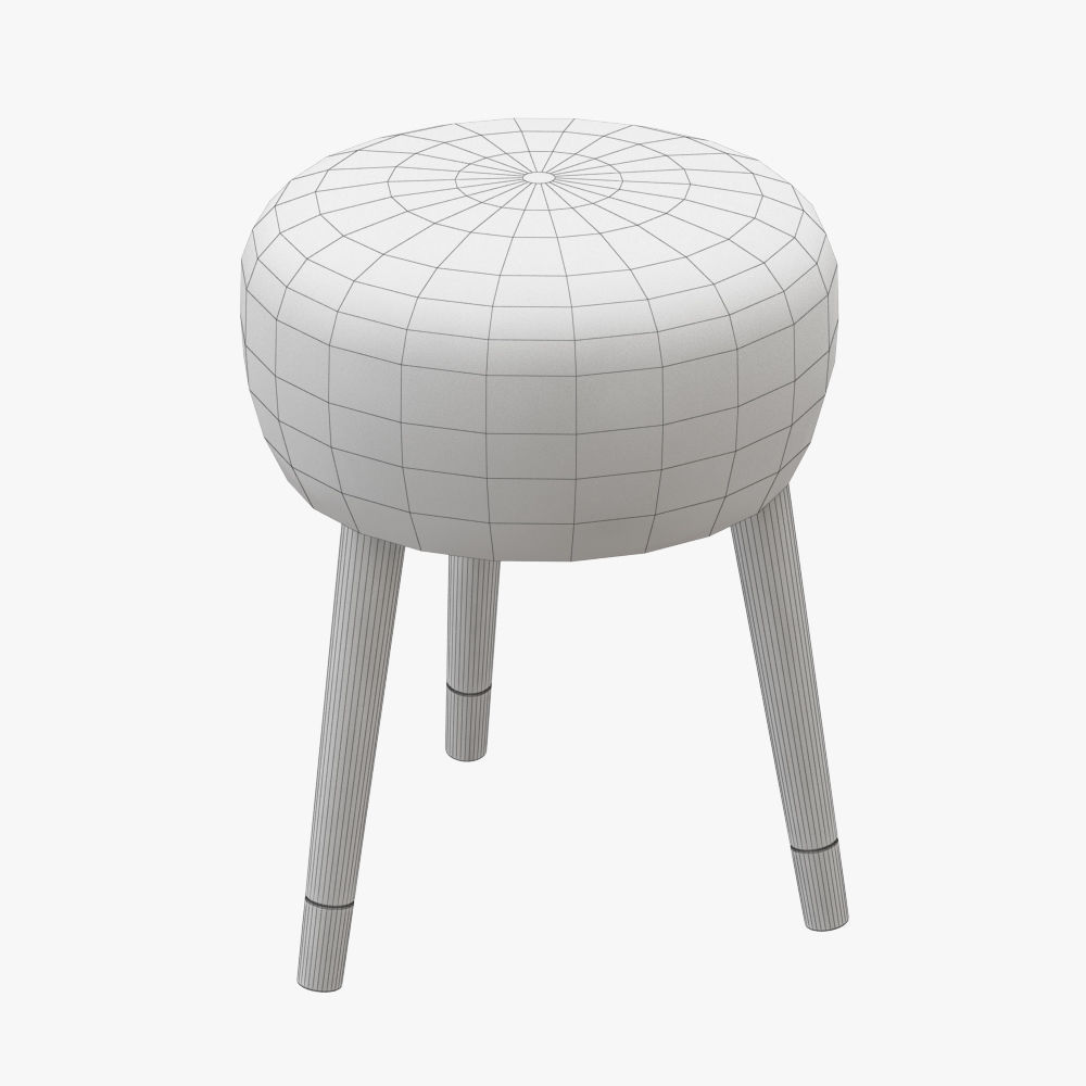 Mongolian Lamb Chair Stool 3D model_3