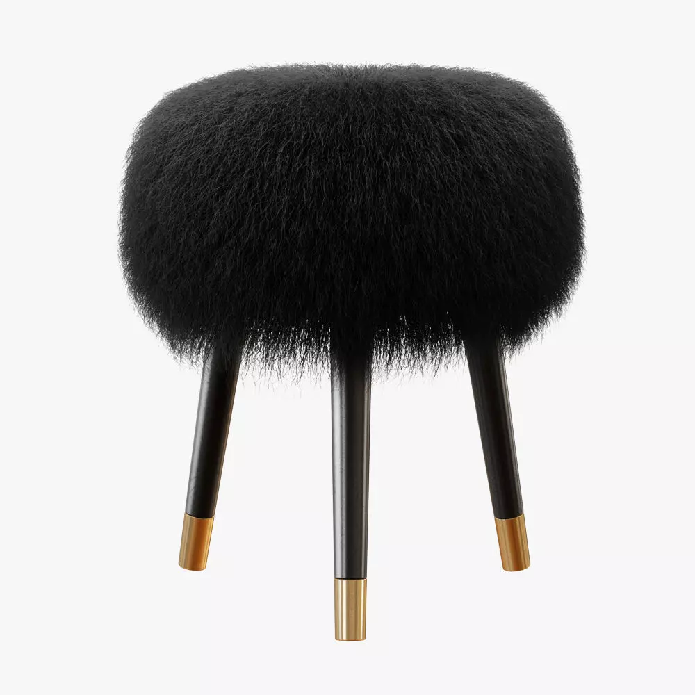 Mongolian Lamb Chair Stool 3D model_0