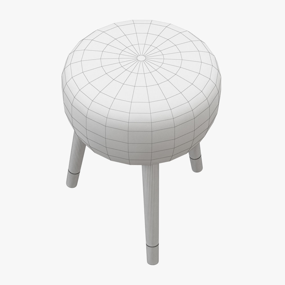 Mongolian Lamb Chair Stool 3D model_4