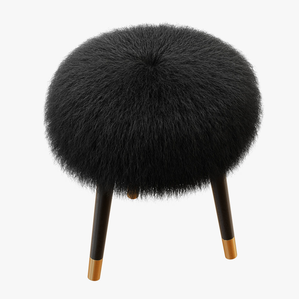 Mongolian Lamb Chair Stool 3D model_2