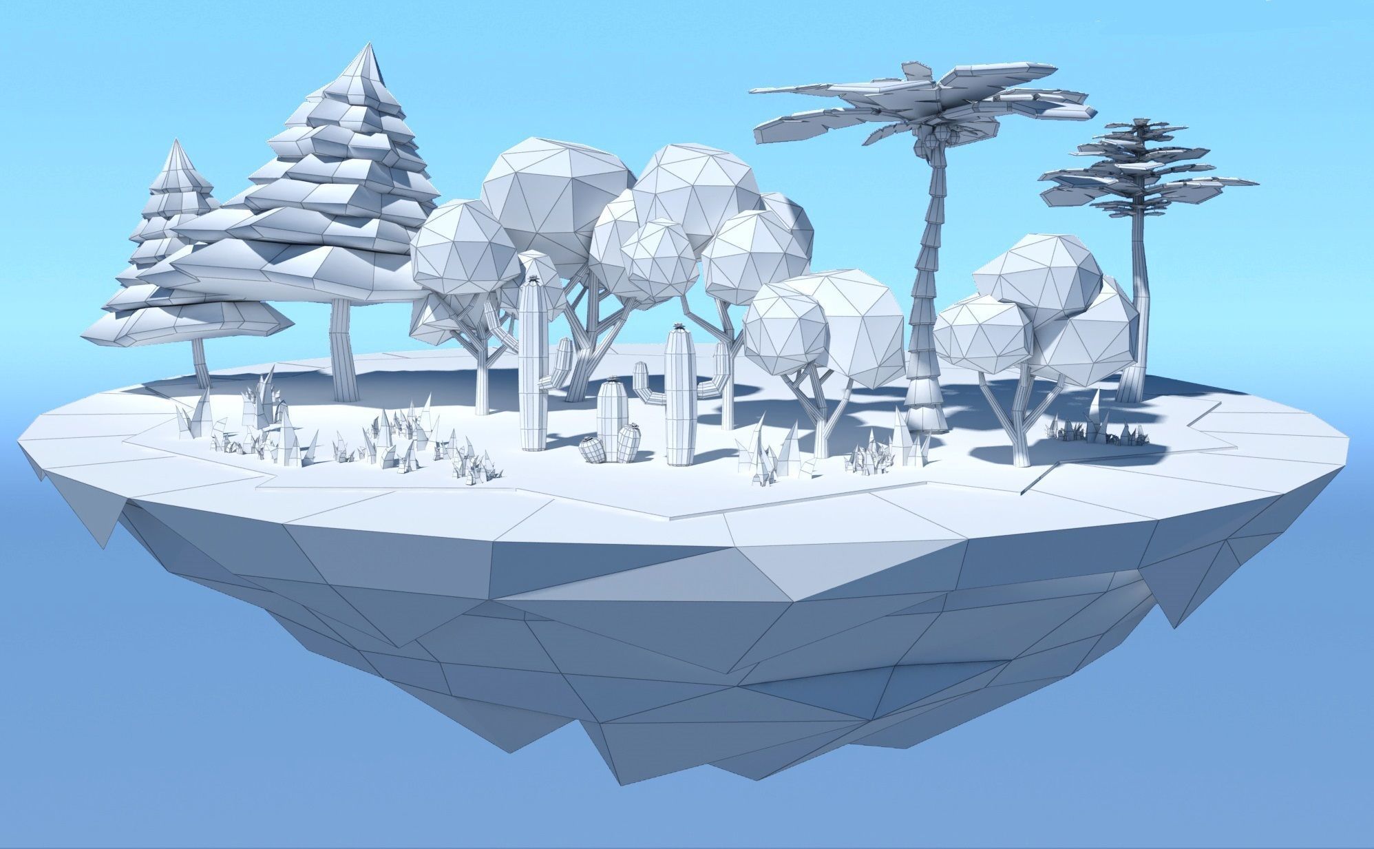 Tree Pack Low-poly 3D model_1