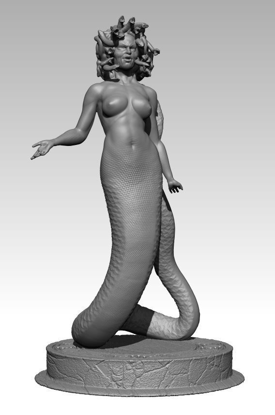 Medusa statue of woman holding snake 3D model_1