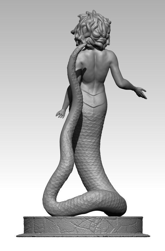 Medusa statue of woman holding snake 3D model_7