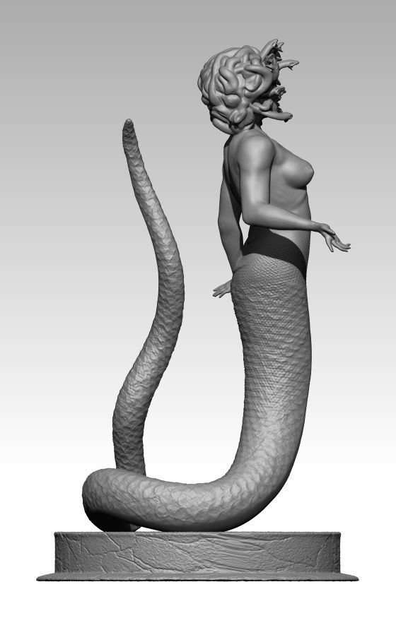 Medusa statue of woman holding snake 3D model_4