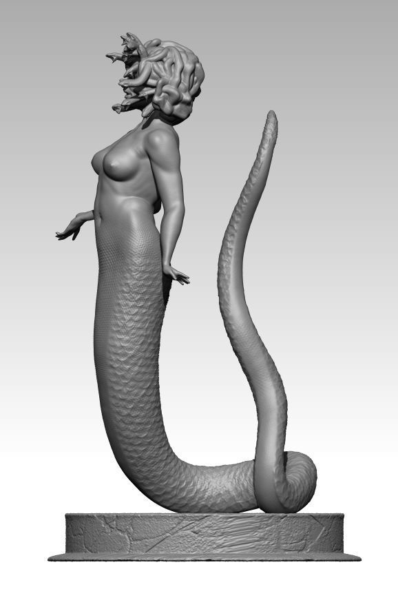 Medusa statue of woman holding snake 3D model_6