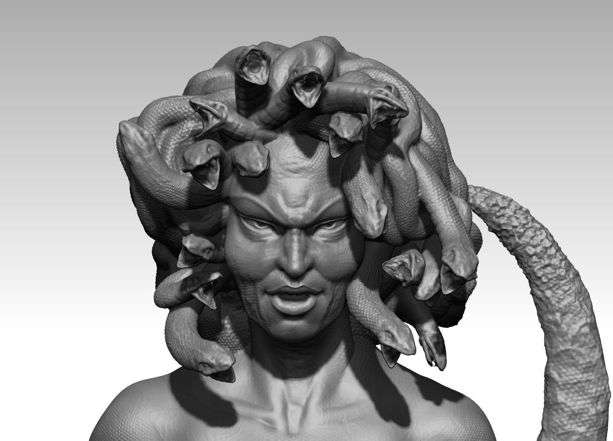 Medusa statue of woman holding snake 3D model_9