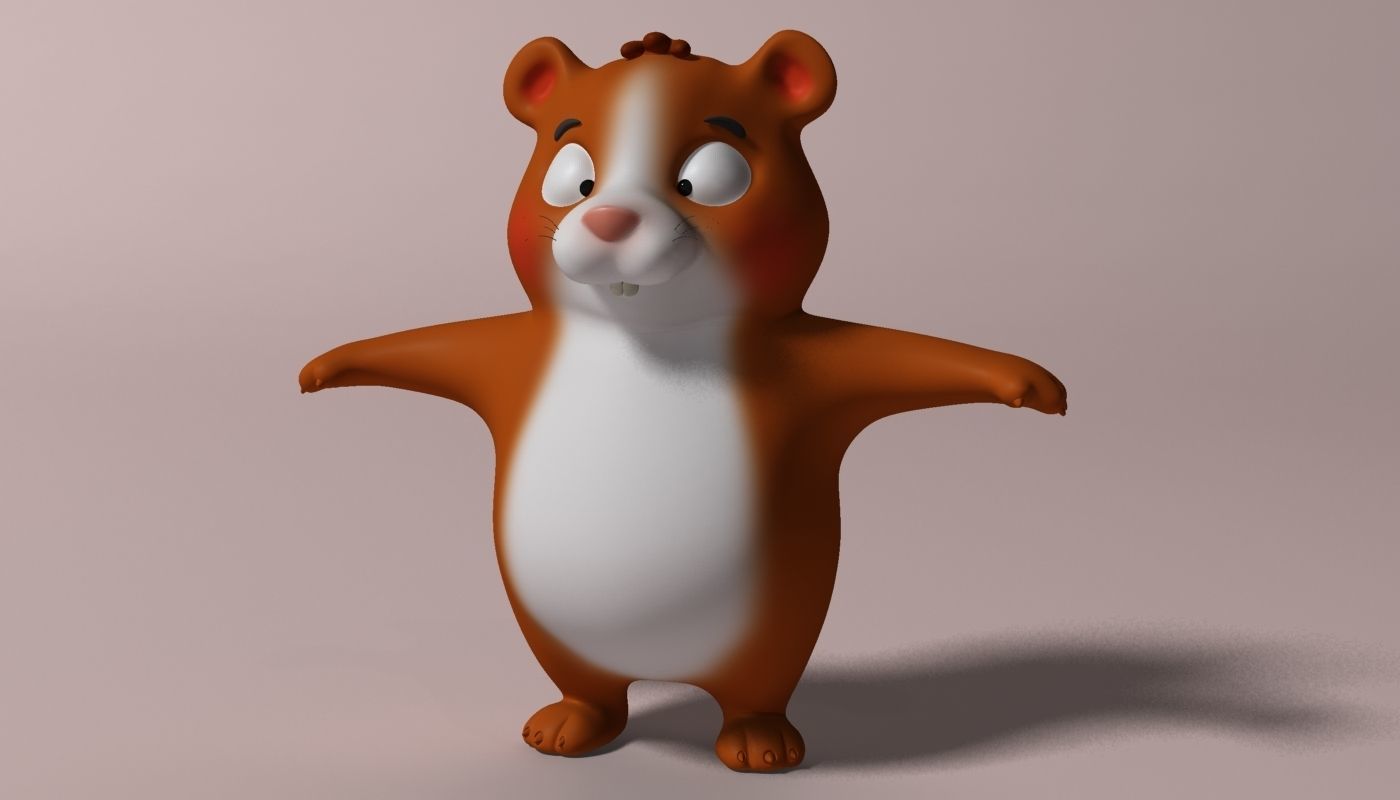 Cartoon Hamster Rigged  Low-poly 3D model_4