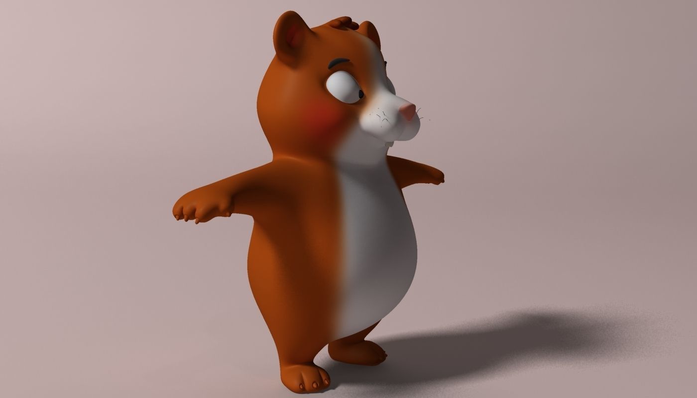 Cartoon Hamster Rigged  Low-poly 3D model_3