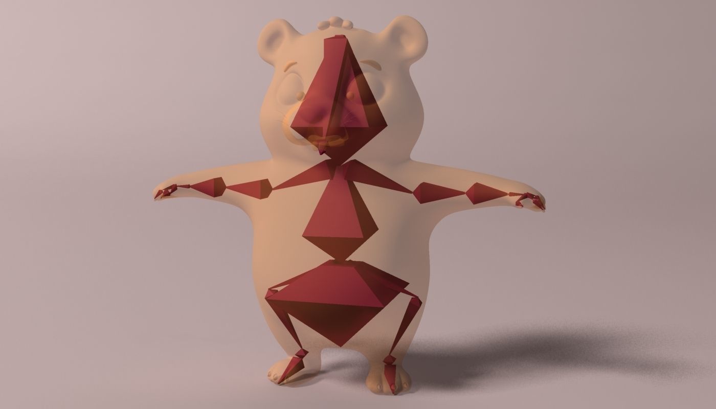 Cartoon Hamster Rigged  Low-poly 3D model_6