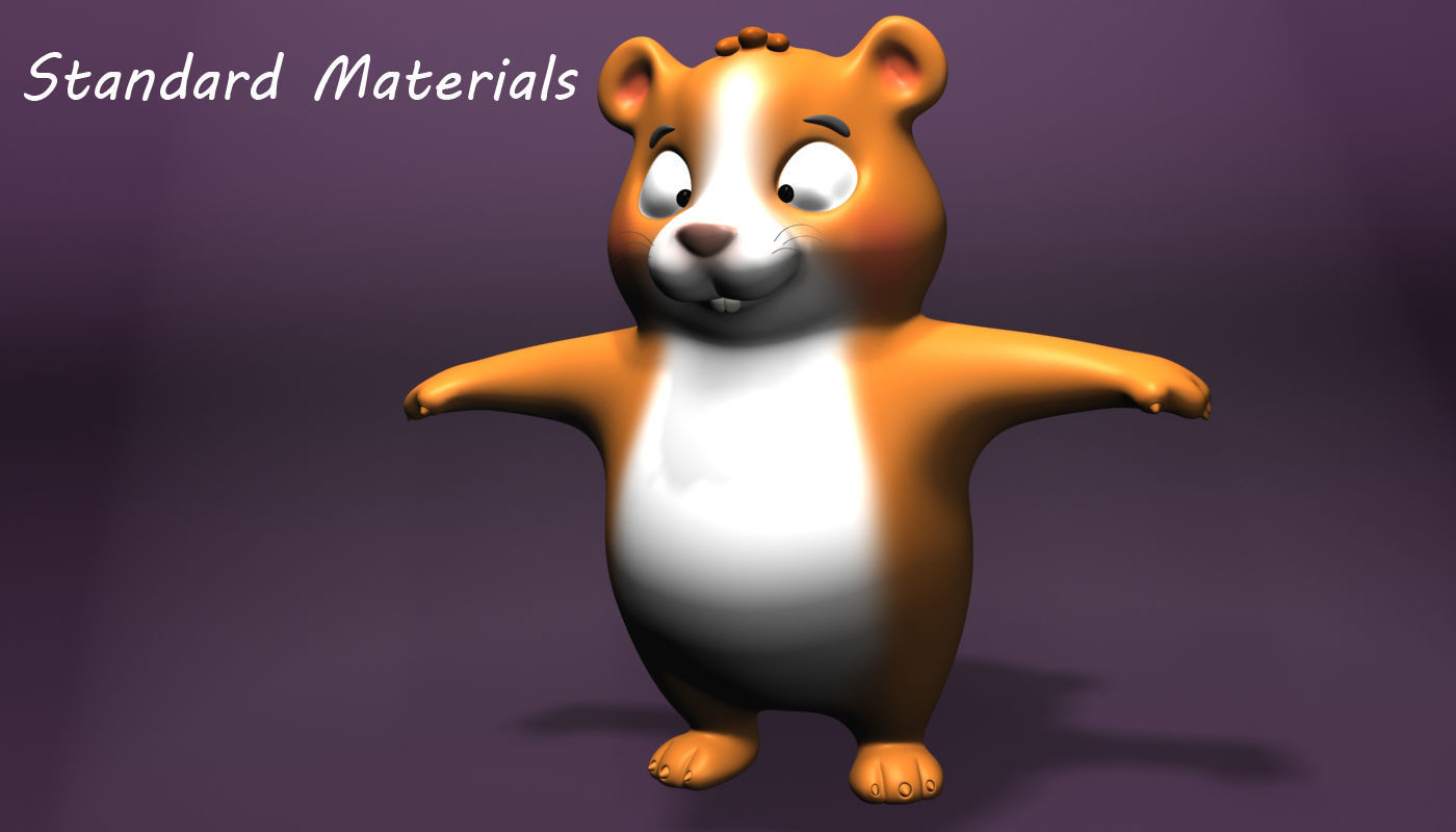 Cartoon Hamster Rigged  Low-poly 3D model_7