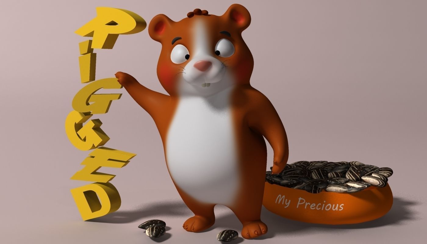 Cartoon Hamster Rigged  Low-poly 3D model_1