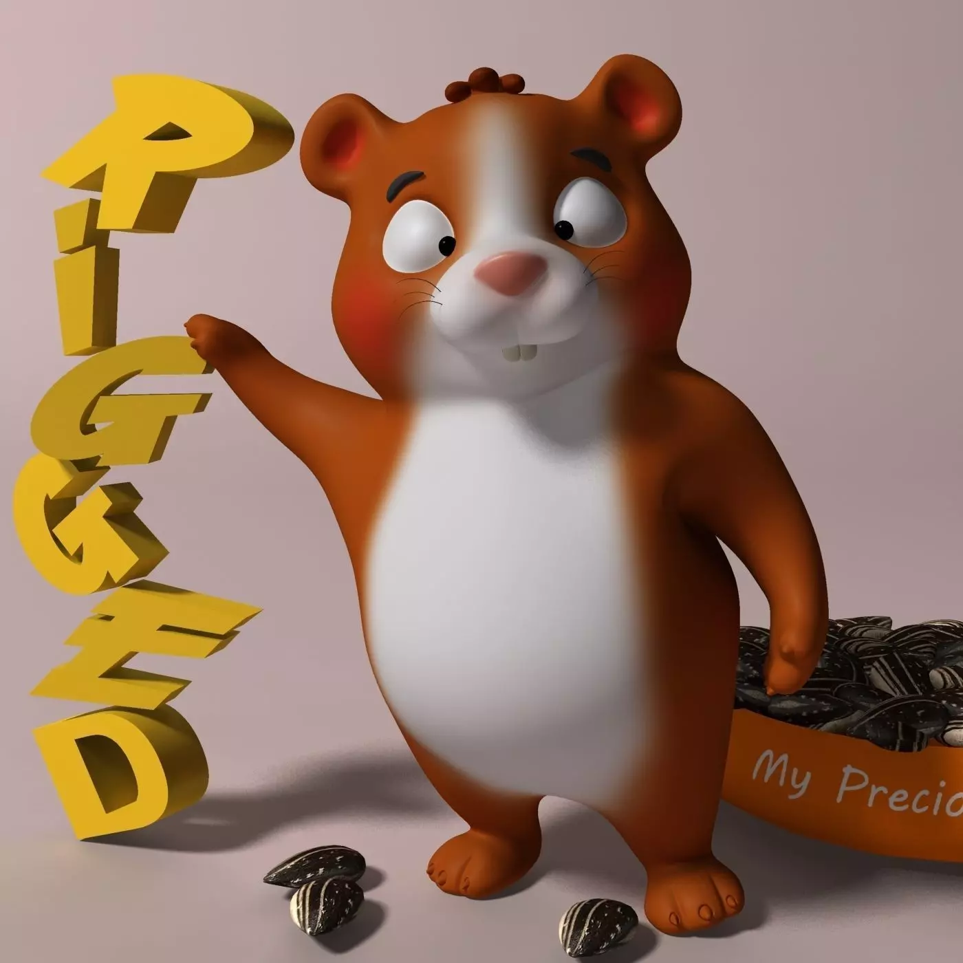 Cartoon Hamster Rigged  Low-poly 3D model_0