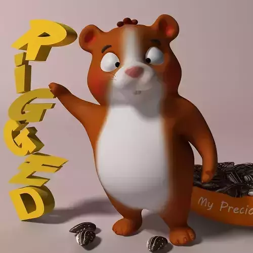 Cartoon Hamster Rigged  Low-poly 3D model