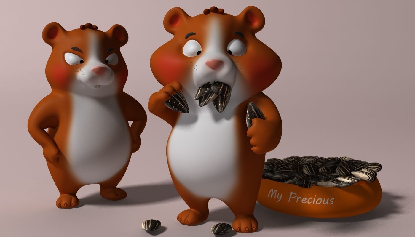 Cartoon Hamster Rigged  Low-poly 3D model_2