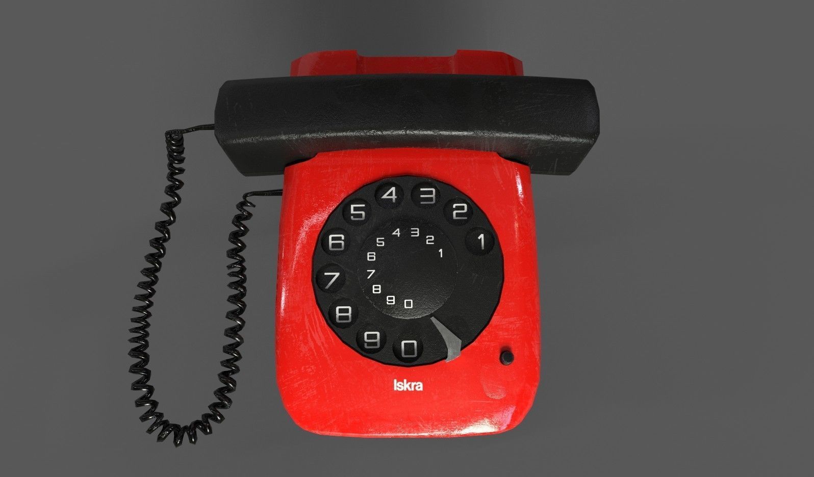 Vintage Rotary Dial Telephone Low-poly 3D model_11