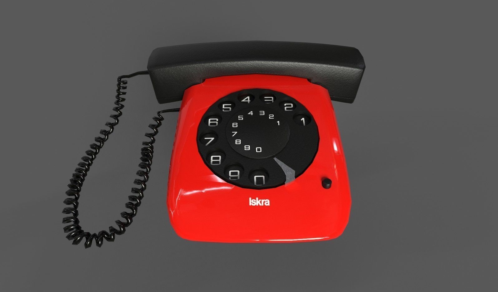 Vintage Rotary Dial Telephone Low-poly 3D model_1