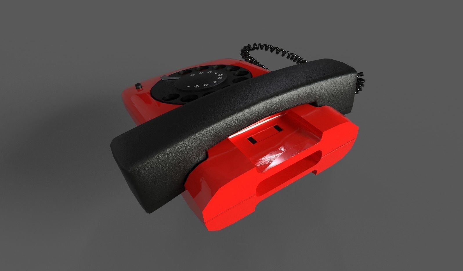 Vintage Rotary Dial Telephone Low-poly 3D model_6