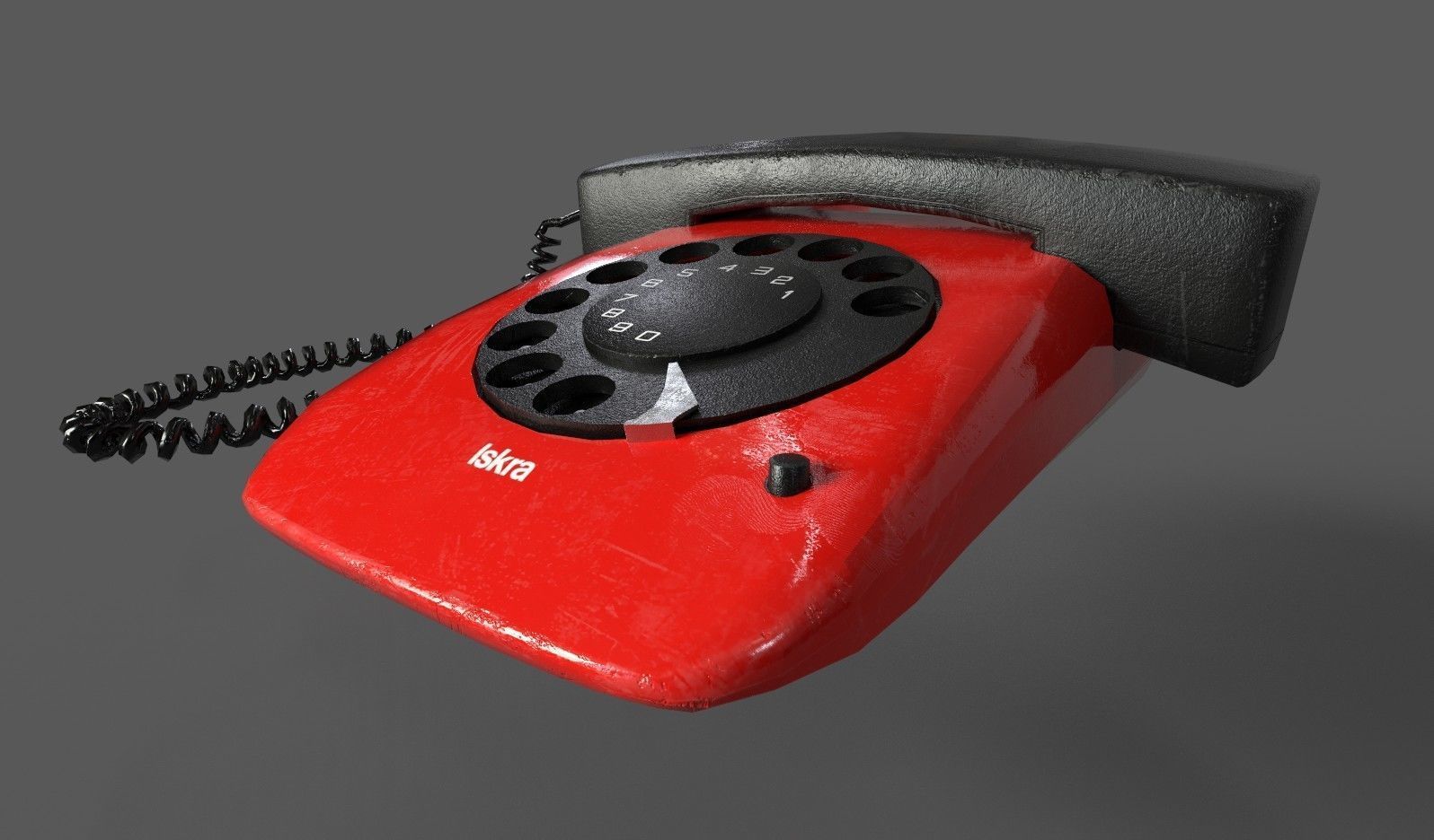 Vintage Rotary Dial Telephone Low-poly 3D model_5
