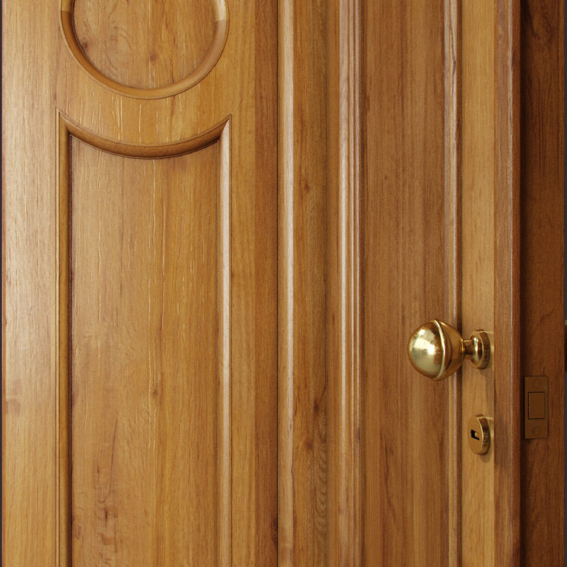 Classic Wooden Door and Carved Elements 3D model_4