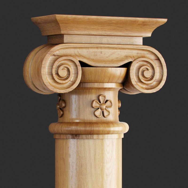 Classic Wooden Door and Carved Elements 3D model_2