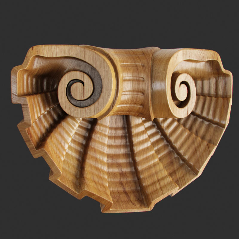 Classic Wooden Door and Carved Elements 3D model_3