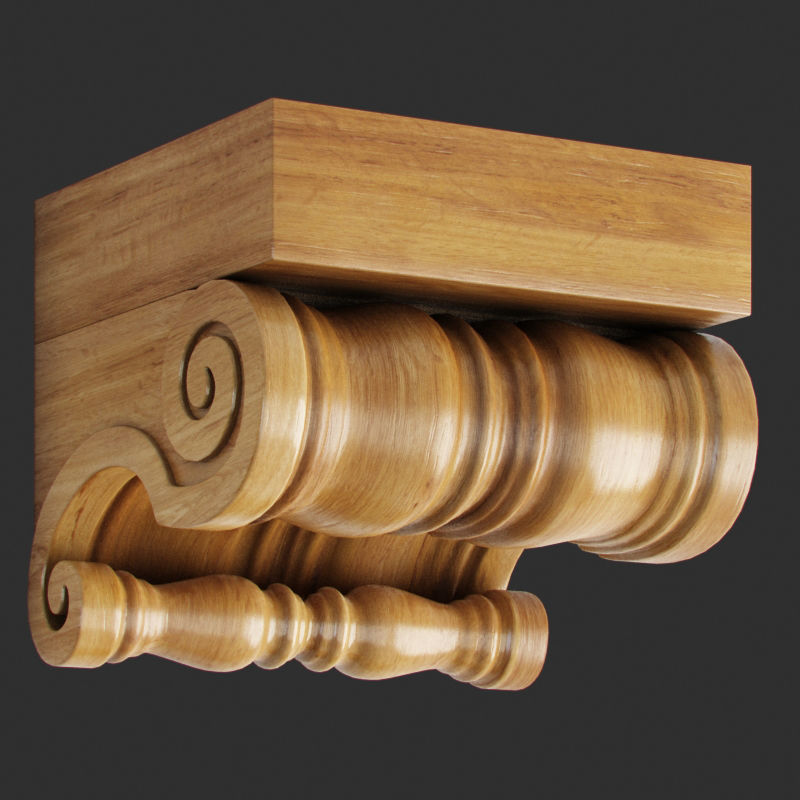 Classic Wooden Door and Carved Elements 3D model_1