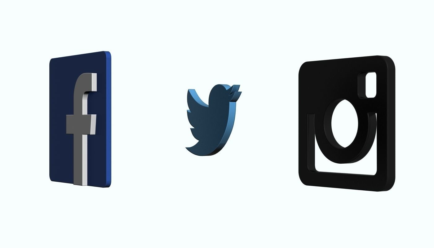 Social Media Icons Low-poly 3D model_4