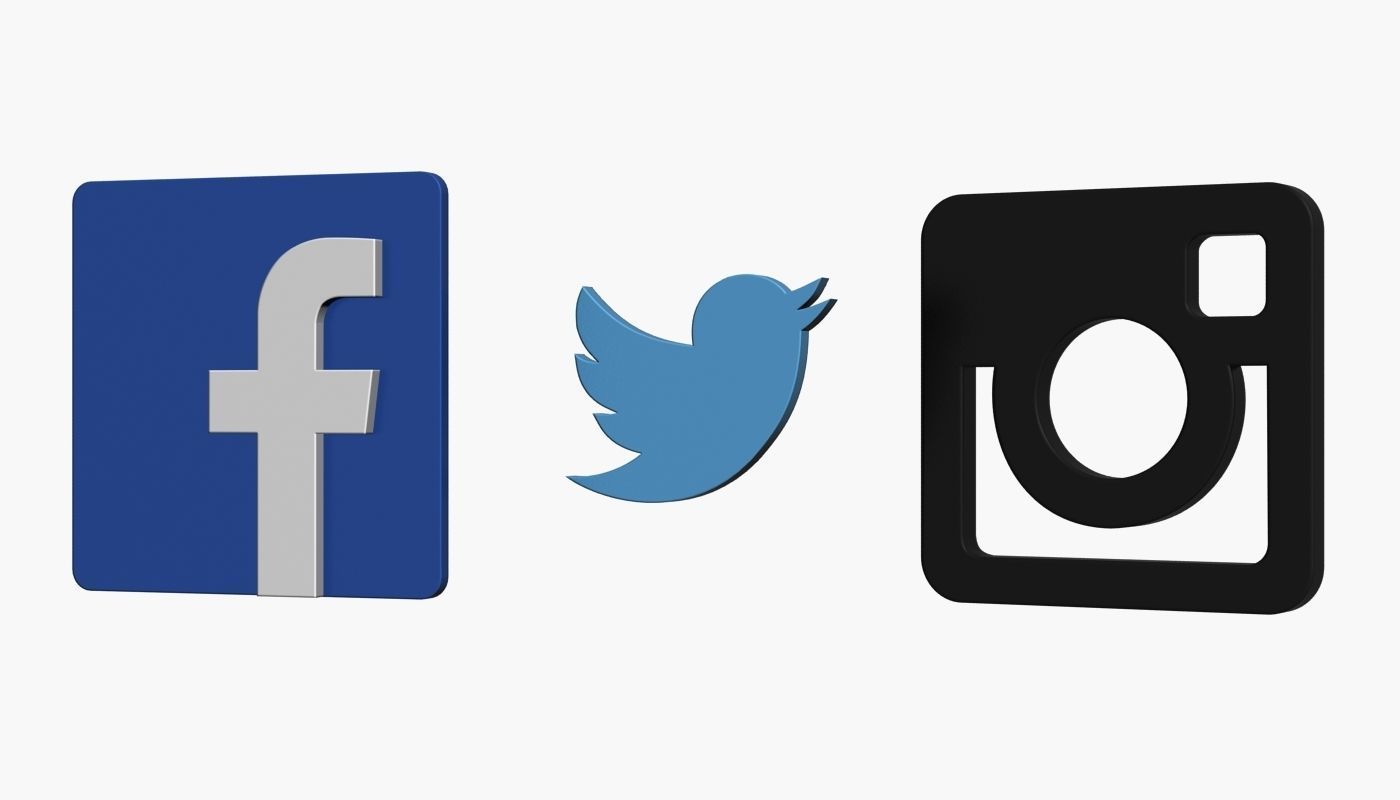 Social Media Icons Low-poly 3D model_3