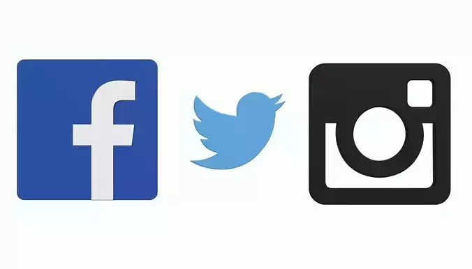Social Media Icons Low-poly 3D model