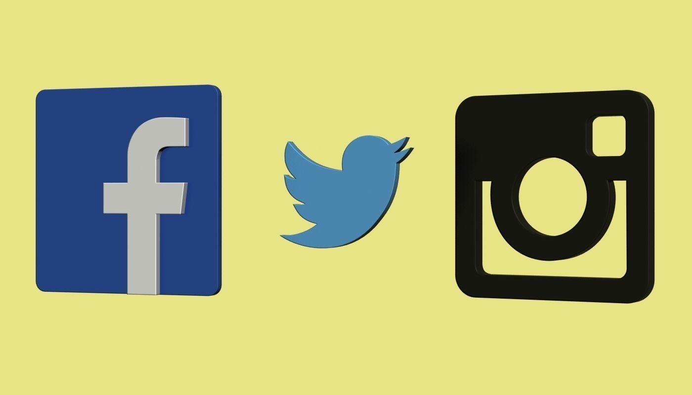 Social Media Icons Low-poly 3D model_2