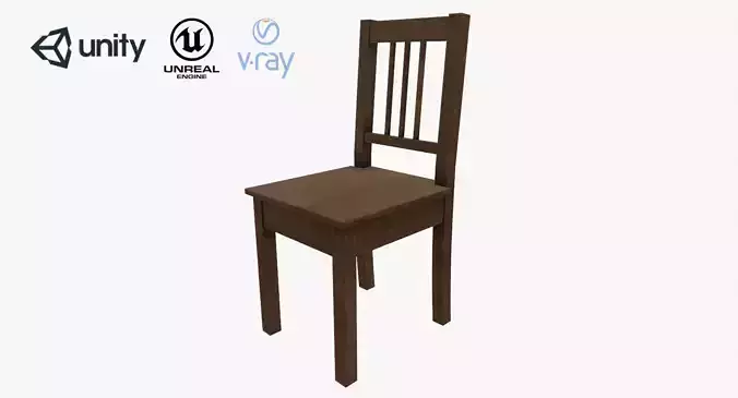 Wood Chair  Low Poly PBR Game Ready Asset tabble Low-poly 3D model