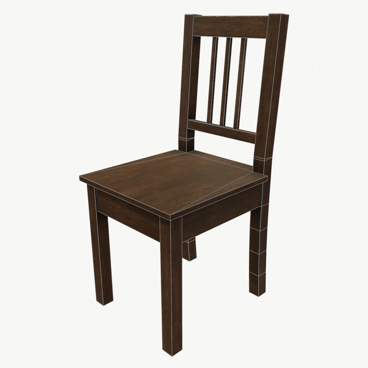 Wood Chair  Low Poly PBR Game Ready Asset tabble Low-poly 3D model_3