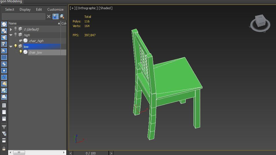 Wood Chair  Low Poly PBR Game Ready Asset tabble Low-poly 3D model_7