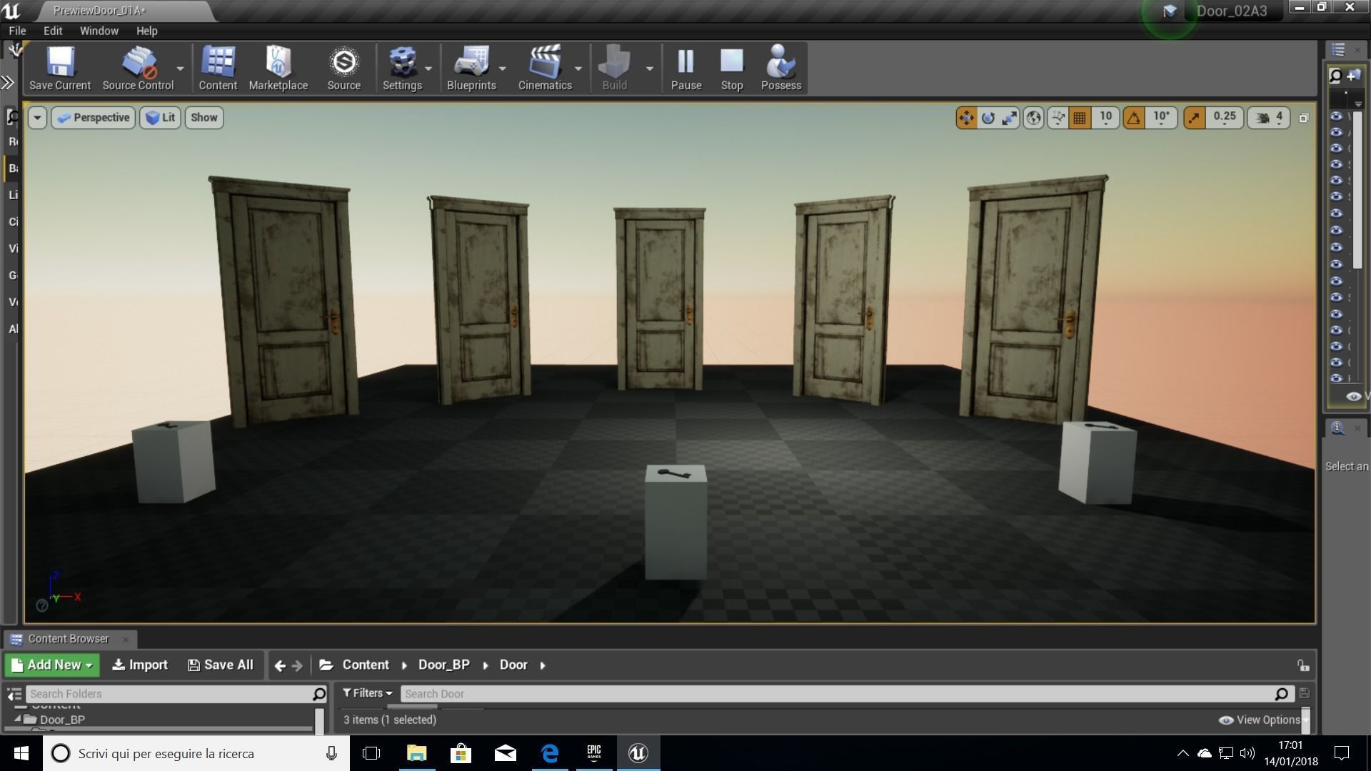 InteractiveDoorBPV03 UE4 Low-poly 3D model_2