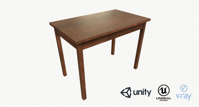 Wood Table Low Poly PBR Game Ready Asset tabble Low-poly 3D model