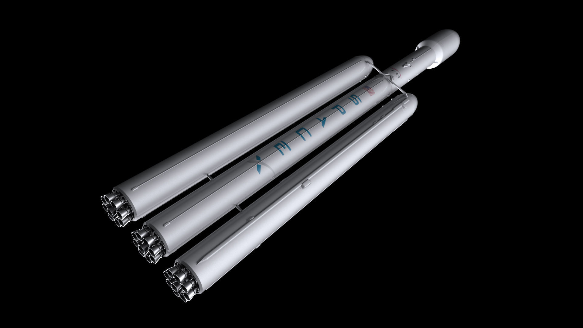 Falcon Heavy  Non Reusable 3D model_1
