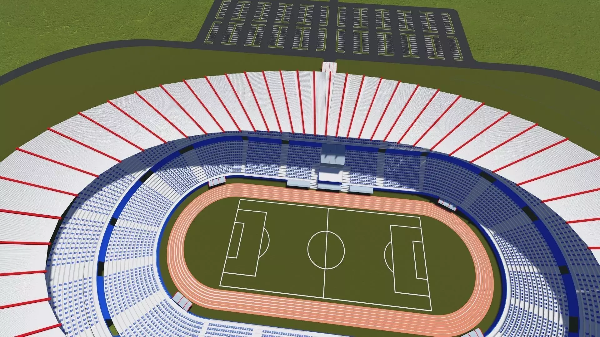 Stadium soccer Low-poly 3D model_0