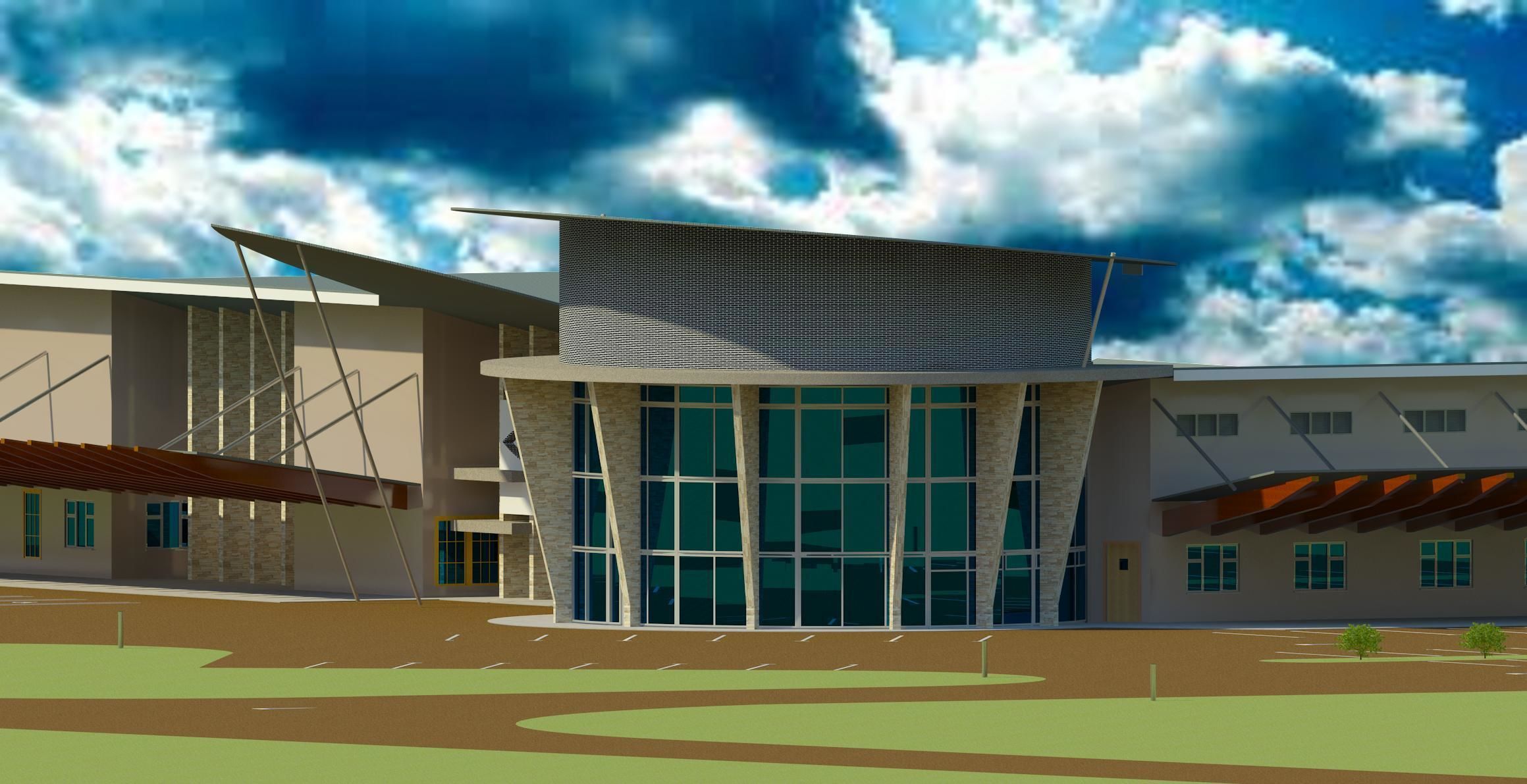 Townboard offices Low-poly 3D model_1