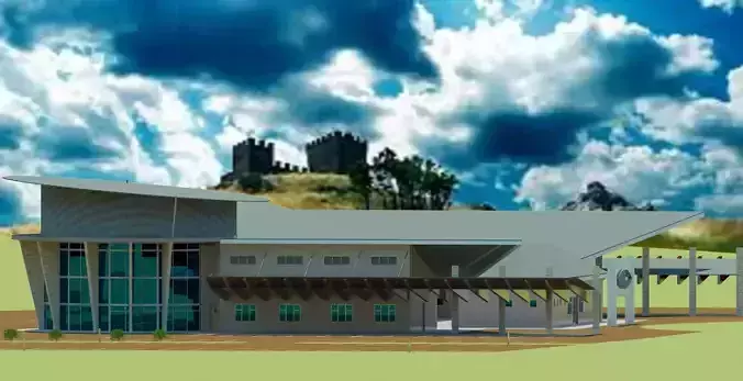 Townboard offices Low-poly 3D model