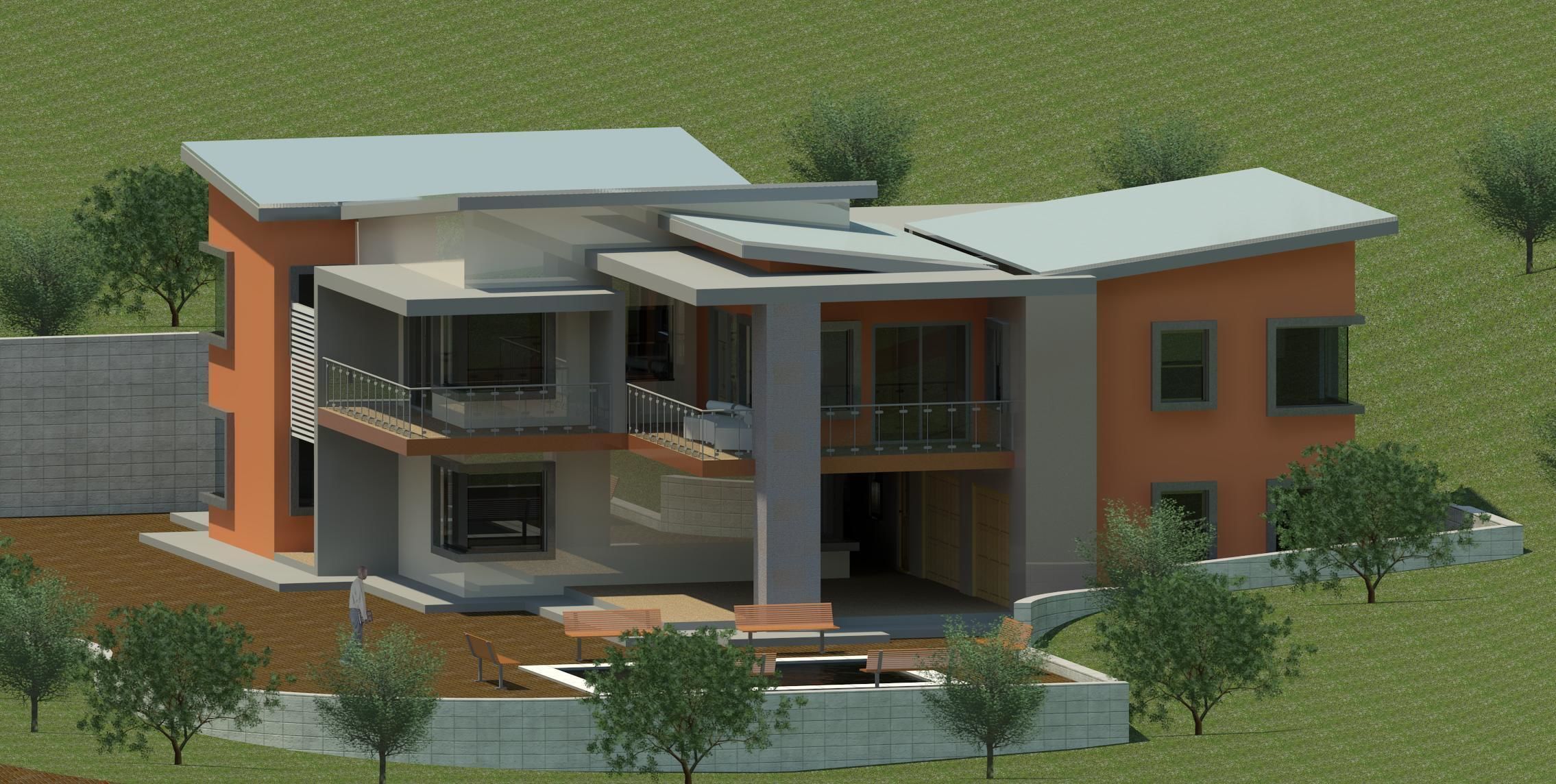 Five Bedroom Residential Low-poly 3D model_1