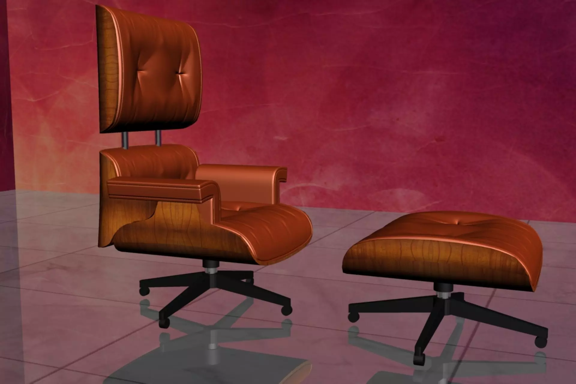 Beautiful-Chair leather chair and ottoman 3D model_0