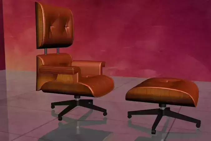 Beautiful-Chair leather chair and ottoman 3D model