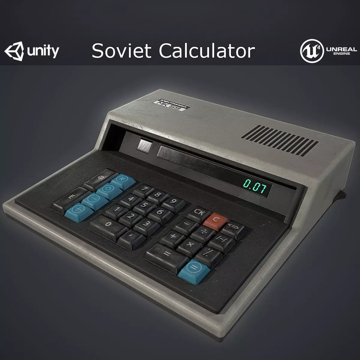 Soviet Calculator Low-poly 3D model_0