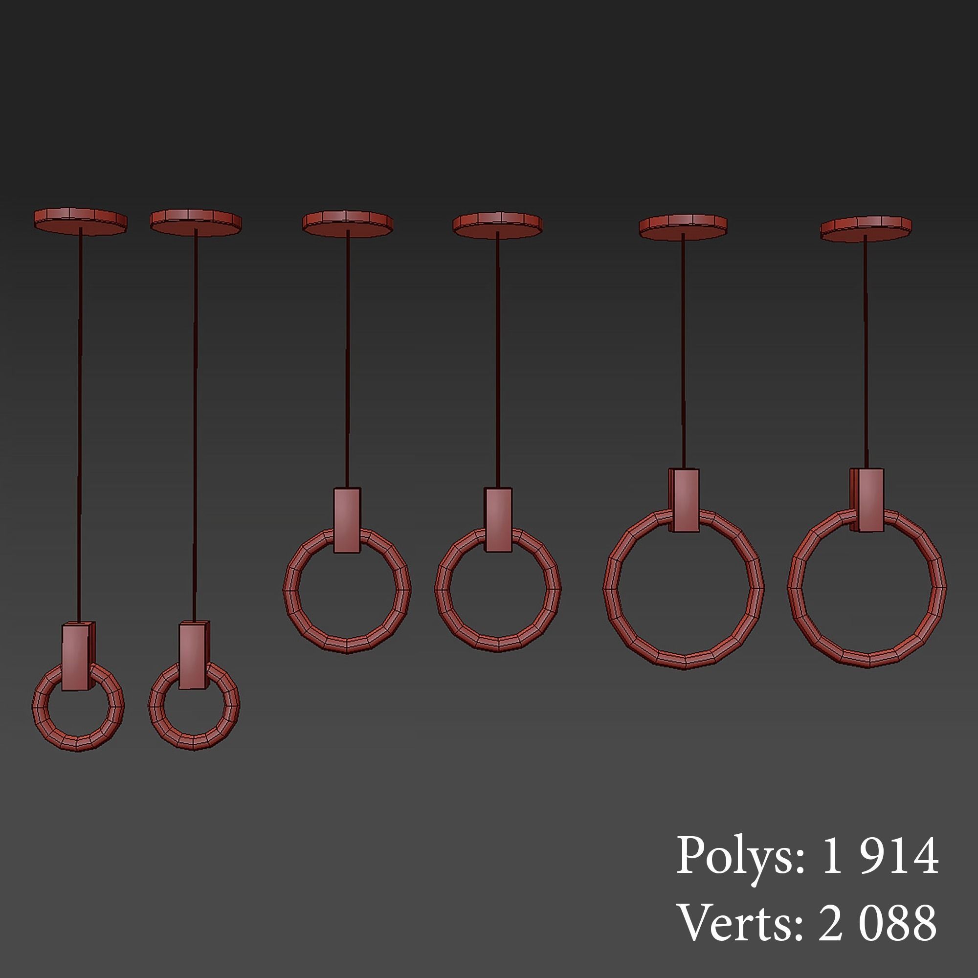 Halo Chandelier Low-poly 3D model_3