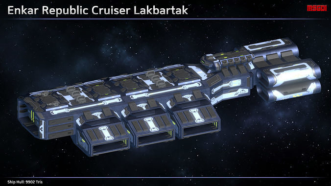 Spaceship Enkar Republic Cruiser Lakbartak Low-poly 3D model