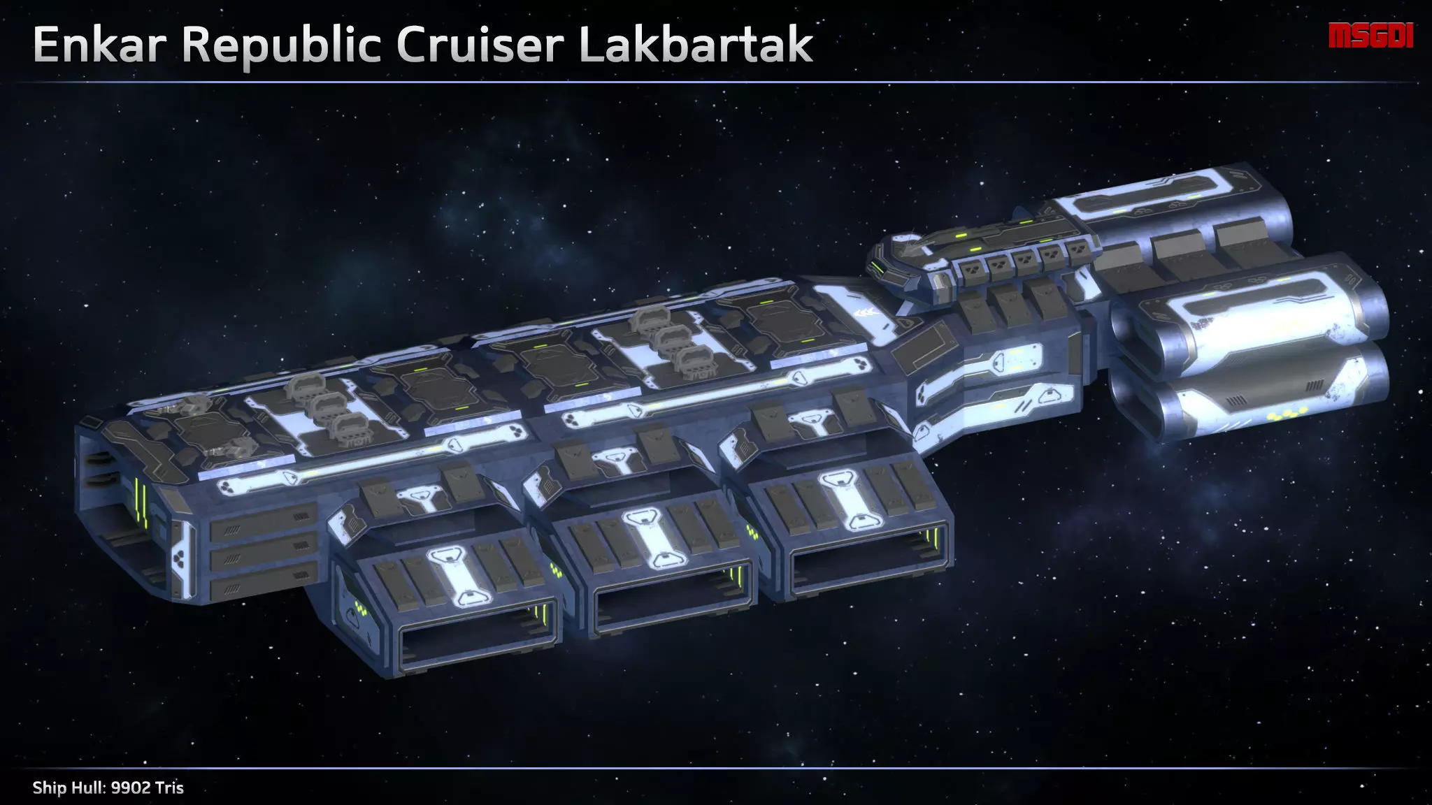 Spaceship Enkar Republic Cruiser Lakbartak Low-poly 3D model_0